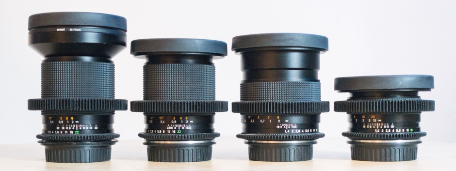 lens lineup with matching gears